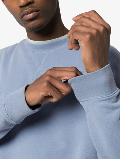 Sunspel Crew-neck Cotton-jersey Sweatshirt In Blue