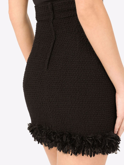 Dolce & Gabbana Crochet-trimmed Wool-blend Bouclé Skirt In Schwarz