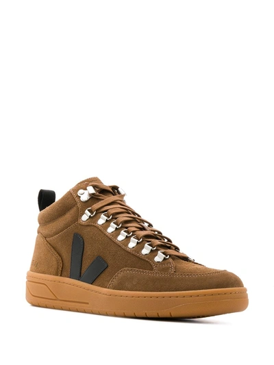 Shop Veja Lace-up Hi-top Sneakers In Brown