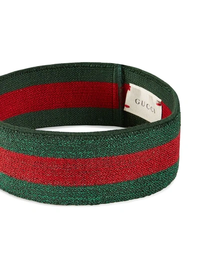 Shop Gucci Children's Web Lurex Elastic Headband In Green