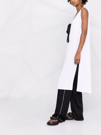 Fabiana Filippi Bow-detail V-neck Long Top In Weiss
