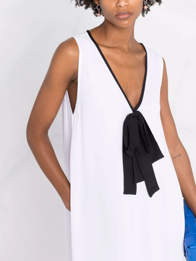 Shop Fabiana Filippi Bow-detail V-neck Long Top In Weiss