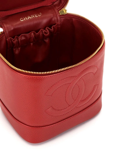 Pre-owned Chanel 1995 Cc Vanity Bag In Red