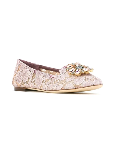 Shop Dolce & Gabbana Vally Taormina Lace Ballerina Shoes In Pink