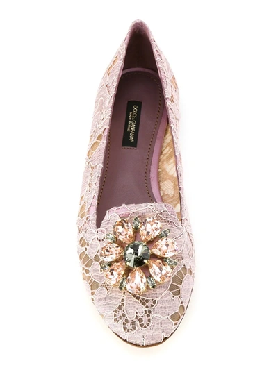 Shop Dolce & Gabbana Vally Taormina Lace Ballerina Shoes In Pink