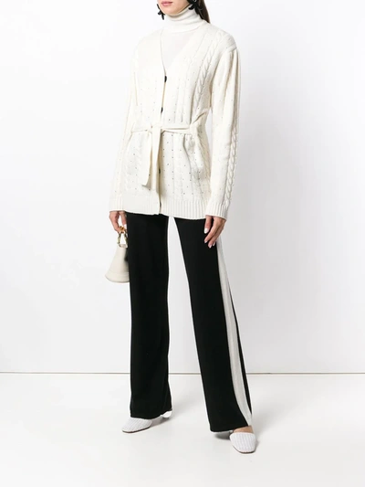 Cashmere In Love Cashmere Blend Cable Knit Cardigan In White