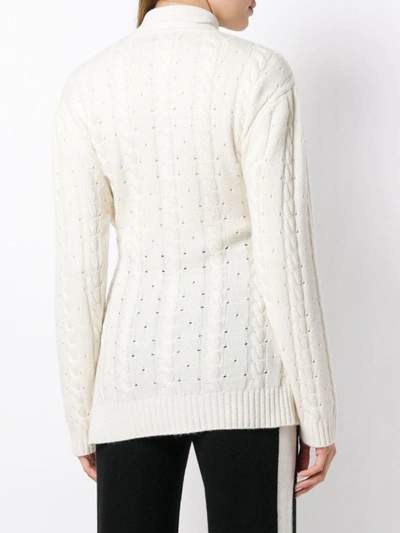 Cashmere In Love Cashmere Blend Cable Knit Cardigan In White