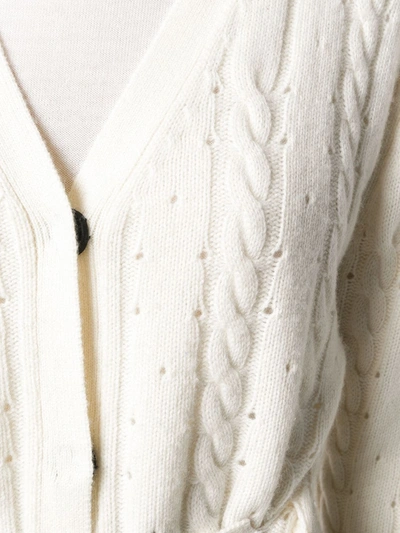 Cashmere In Love Cashmere Blend Cable Knit Cardigan In White