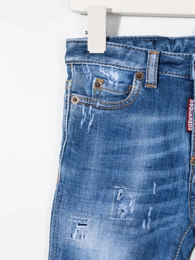 Shop Dsquared2 Contrast Stitch Skinny Jeans In Blue