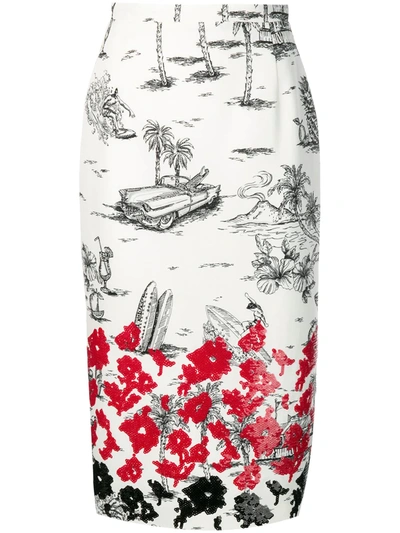 Shop N°21 Sequin Embellished Pencil Skirt In White