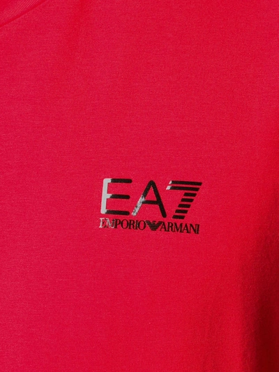 Shop Ea7 Logo Print Slim-fit T-shirt In Red