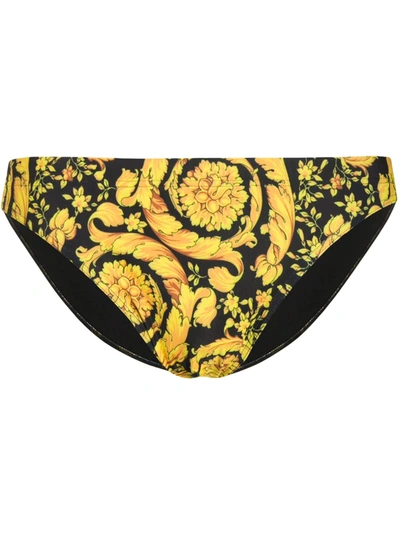 Versace Slip Mare Lycra Barocco All Over In Black