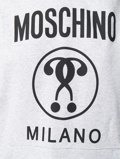 Shop Moschino Double Question Mark Hooded Sweatshirt In Grey
