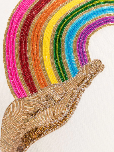 Jonathan Adler Hand-beaded Rainbow Pillow In Neutrals