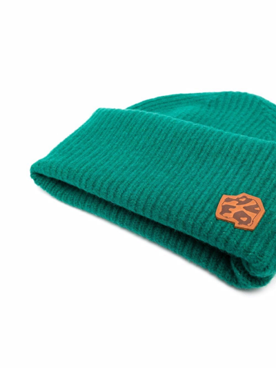 Shop Ader Error Ribbed Knit Beanie In Green