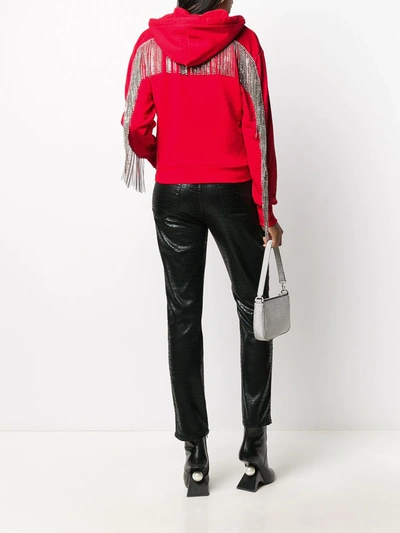 Philipp Plein Zip-up Logo Print Hoodie In Red