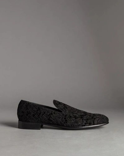 Dolce & Gabbana Milano Slipper Taormina Lace On Velvet In Black