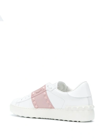 Valentino Rockstud Open Leather Sneaker In White