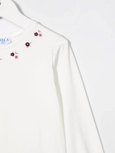 Shop Siola Floral-embroidery Long-sleeve T-shirt In White