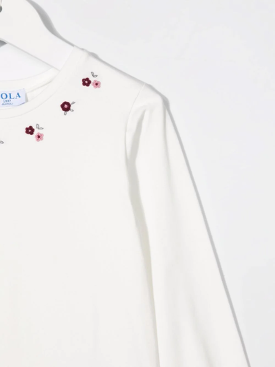 Siola Floral-embroidery Long-sleeve T-shirt In White