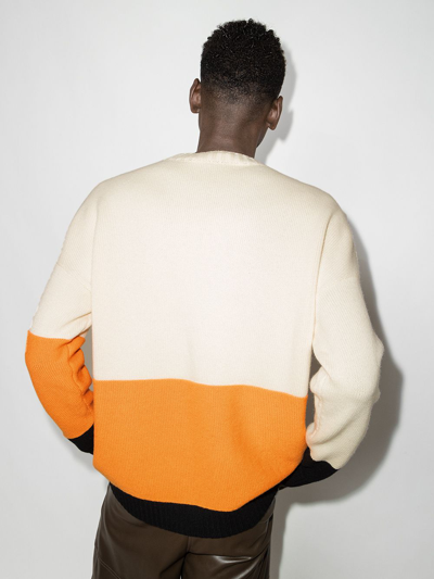 Shop Off-white Logo-intarsia Wool Jumper In Nude
