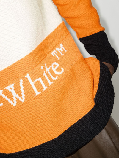 Shop Off-white Logo-intarsia Wool Jumper In Nude
