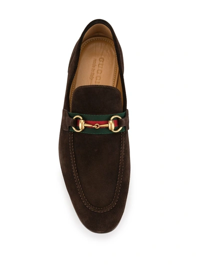 Pre-owned Gucci 1990s Shelly Line Horsebit Loafers In Brown