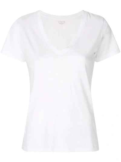 Shop Vince V-neck T-shirt In White