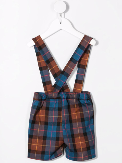 Siola Tartan-check Suspender Shorts In Brown