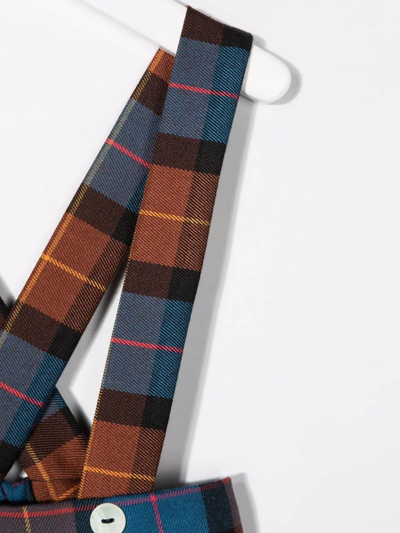 Siola Tartan-check Suspender Shorts In Brown