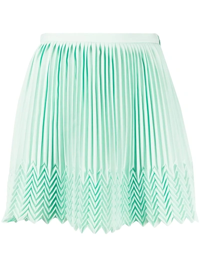 Shop Marco De Vincenzo Zigzag Hem Pleated Skirt In Green
