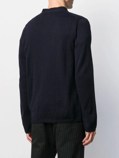 Shop Comme Des Garçons Shirt Intarsia Knit Cardigan In Blue
