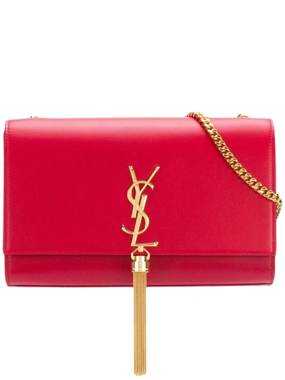 Shop Saint Laurent Kate Tassel Shoulder Bag In Red