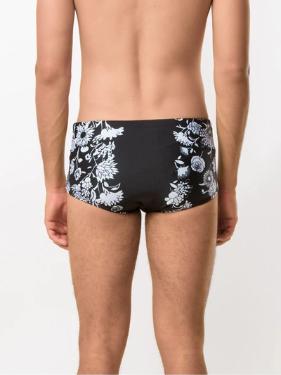Amir Slama Hibiscus Flowers Print Swim Trunks In Black
