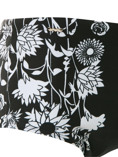 Amir Slama Hibiscus Flowers Print Swim Trunks In Black