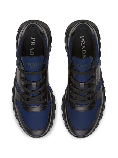 Shop Prada Two-toned Low Top Sneakers In Black