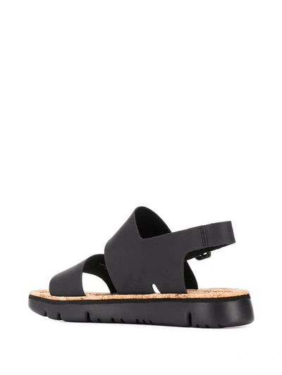 Shop Camper Oruga Slingback Leather Sandals In Black