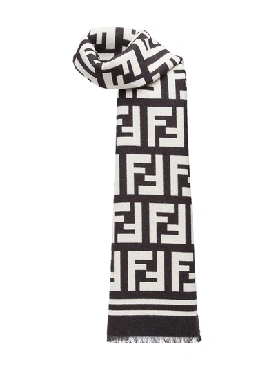 Shop Fendi Ff Motif Scarf In Black