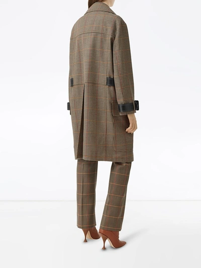 Shop Burberry Houndstooth Check Wool Double-breasted Coat In Brown