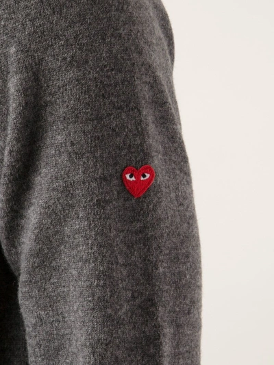 Comme Des Garçons Play Mini Heart V-neck Sweater In Grey