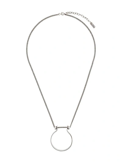 Shop Saint Laurent Ring Pendant Necklace In Silver