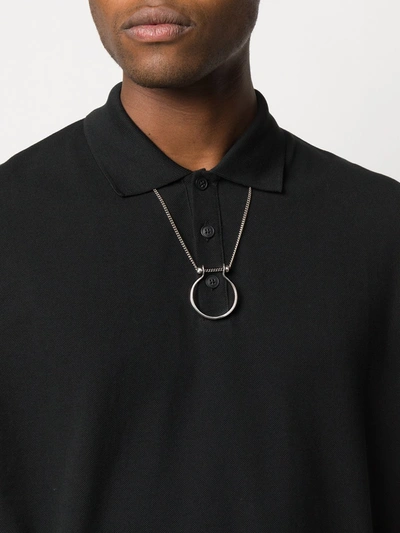 Shop Saint Laurent Ring Pendant Necklace In Silver