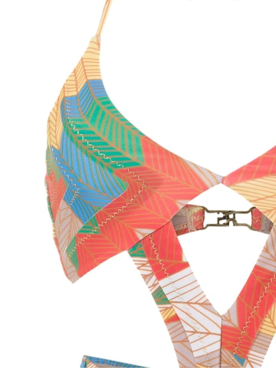Shop Amir Slama Printed Cut Out Swimsuit In Multicolour