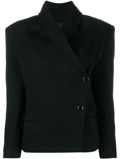 Pre-owned A.n.g.e.l.o. Vintage Cult 1980s Genny's Off-centre Buttoned Jacket In Black