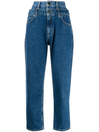 Shop Sandro Kitty Double-waisted Jeans In Blue