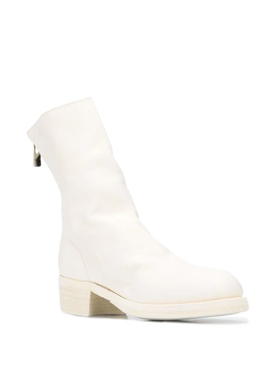 Shop Guidi Mid-calf Leather Boots In White