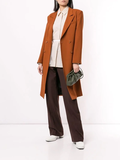 Shop Mm6 Maison Margiela Double-breasted Oversized Coat In Brown