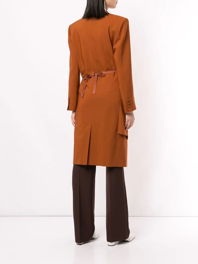 Shop Mm6 Maison Margiela Double-breasted Oversized Coat In Brown