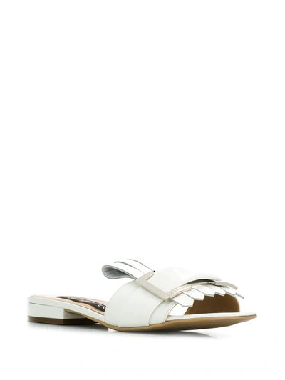 Shop Sergio Rossi Pleated Leather Sandals In White