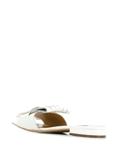 Shop Sergio Rossi Pleated Leather Sandals In White